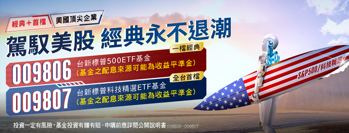台新標普500、台新標普科技精選再行銷